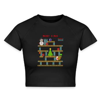Weihnachten-x-mas-Gute alte zeit 2 Remastert - Cropped Frauen Organic T-Shirt - Schwarz - Vorne - AI Model Female 172 light (172cm)