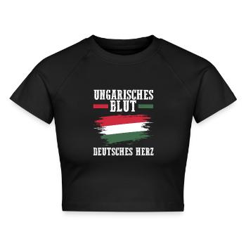 Ungar Ungarisch Deutsch Ungarn - Cropped Frauen Organic T-Shirt - Schwarz - Vorne - AI Model Female 172 light (172cm)