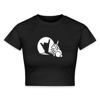 Kaninchen Hand Schatten Ruf Dich An! Telefon Handy - Cropped Frauen Organic T-Shirt - Schwarz - Vorne - AI Model Female 172 light (172cm)