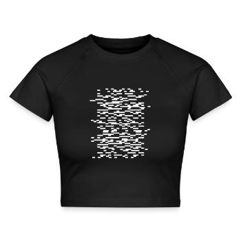 Glitch Waveframes Nachtgitter - Cropped Frauen Organic T-Shirt - Schwarz - Vorne - AI Model Female 172 light (172cm)