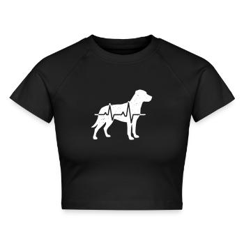 Labrador Hund Herzschlag EKG Grunge - Cropped Frauen Organic T-Shirt - Schwarz - Vorne - AI Model Female 172 light (172cm)