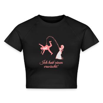 Ich Hab' Einen Erwischt! (Junggesellinnenabschied) - Cropped Frauen Organic T-Shirt - Schwarz - Vorne - AI Model Female 172 light (172cm)