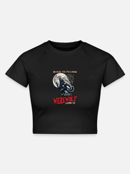 Werewolf - Cropped Frauen Organic T-Shirt - Schwarz