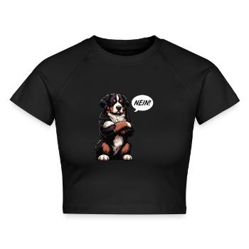 Nein Berner Sennenhund Sennenhunde Sennen Besitzer - Cropped Frauen Organic T-Shirt - Schwarz - Vorne - AI Model Female 172 light (172cm)