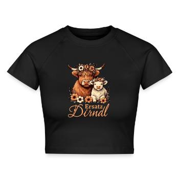 Ersatz Dirndl – Lustiges Volksfest Kuh Geschenk - Cropped Frauen Organic T-Shirt - Schwarz - Vorne - AI Model Female 172 light (172cm)