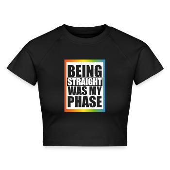 Hetero war meine Phase - Cropped Frauen Organic T-Shirt - Schwarz - Vorne - AI Model Female 172 light (172cm)