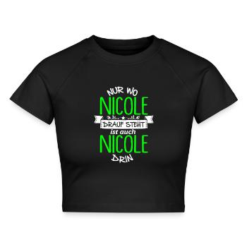 NICOLE die Echte - Cropped Frauen Organic T-Shirt - Schwarz - Vorne - AI Model Female 172 light (172cm)