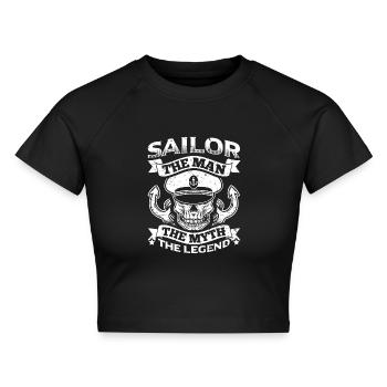 Funny Sail Sailing Sailor Shirt The Man - Cropped Frauen Organic T-Shirt - Schwarz - Vorne - AI Model Female 172 light (172cm)