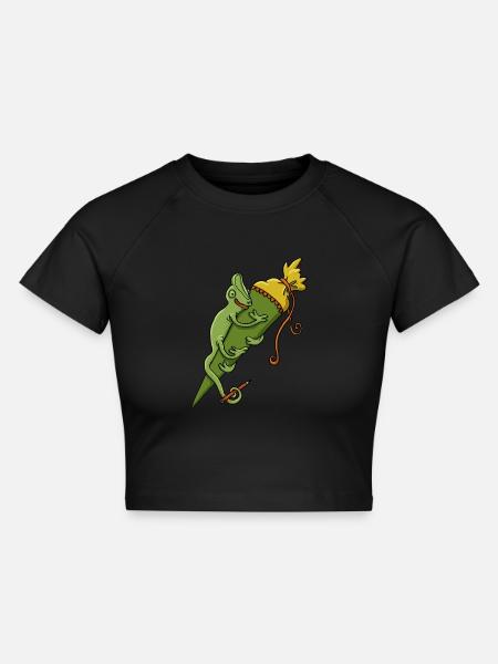 Chamäleon Schultüte - Cropped Frauen Organic T-Shirt - Schwarz