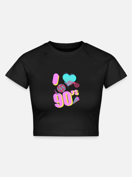 I love 90´s - Cropped Frauen Organic T-Shirt - Schwarz