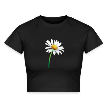 Gänseblümchen - Cropped Frauen Organic T-Shirt - Schwarz - Vorne - AI Model Female 172 light (172cm)