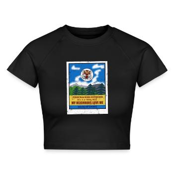 Böller Schinken - Cropped Frauen Organic T-Shirt - Schwarz - Vorne - AI Model Female 172 light (172cm)