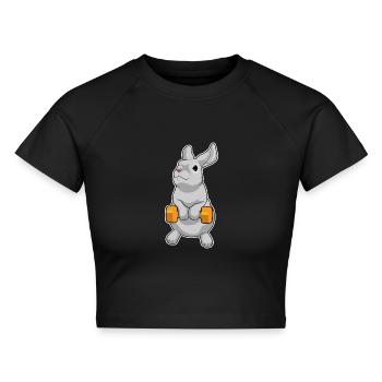 Hase Bodybuilder Hantel Bodybuilding - Cropped Frauen Organic T-Shirt - Schwarz - Vorne - AI Model Female 172 light (172cm)