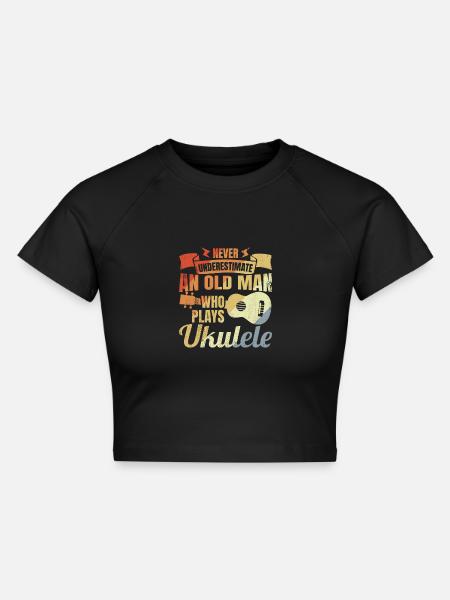 Ukulele Großvater - Cropped Frauen Organic T-Shirt - Schwarz