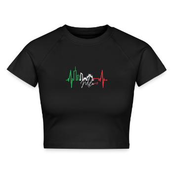 Mailand Skyline Italien Herzschlag Fan Love Milano - Cropped Frauen Organic T-Shirt - Schwarz - Vorne - AI Model Female 172 light (172cm)