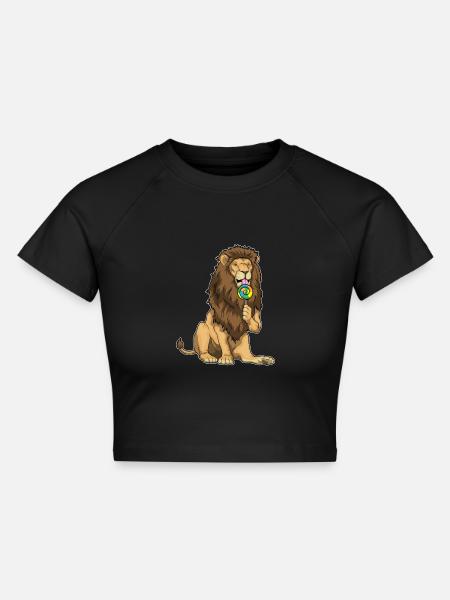 Löwe Lutscher - Cropped Frauen Organic T-Shirt - Schwarz