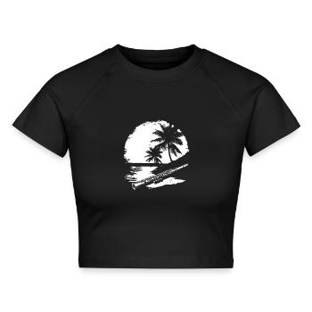 Flöte Grafik - Cropped Frauen Organic T-Shirt - Schwarz - Vorne - AI Model Female 172 light (172cm)