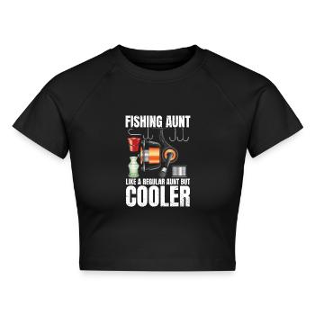 Fishing Aunt Retro Vintage Fisher - Cropped Frauen Organic T-Shirt - Schwarz - Vorne - AI Model Female 172 light (172cm)