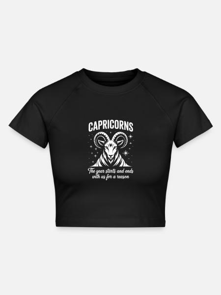 Steinbock Sternzeichen - Cropped Frauen Organic T-Shirt - Schwarz