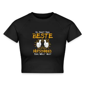 Hufschmied Geschenkidee - Cropped Frauen Organic T-Shirt - Schwarz - Vorne - AI Model Female 172 light (172cm)