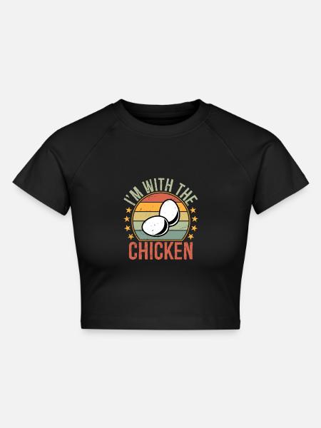 I'm with The Chicken Egg - Cropped Frauen Organic T-Shirt - Schwarz