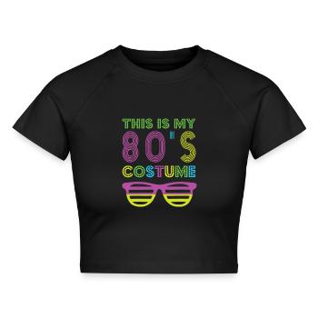 Style 80er Retro-Party-Outfit 80er - Cropped Frauen Organic T-Shirt - Schwarz - Vorne - AI Model Female 172 light (172cm)