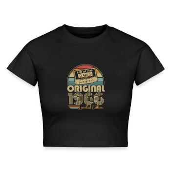 Orginal 1966 Vintage Jahrgang Geburtstag Geschenk - Cropped Frauen Organic T-Shirt - Schwarz - Vorne - AI Model Female 172 light (172cm)