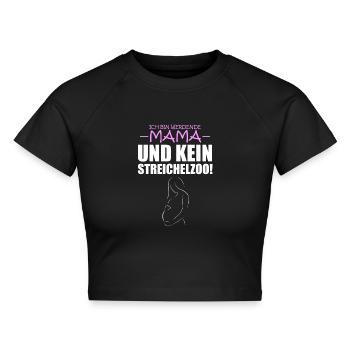Werdende Mama - kein Streichelzoo - Cropped Frauen Organic T-Shirt - Schwarz - Vorne - AI Model Female 172 light (172cm)