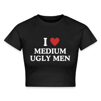 I MEDIUM UGLY MEN 1 - Cropped Frauen Organic T-Shirt - Schwarz - Vorne - AI Model Female 172 light (172cm)