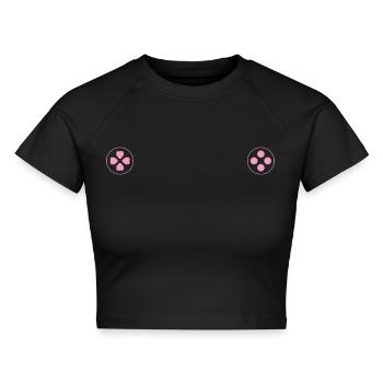Joystick - Cropped Frauen Organic T-Shirt - Schwarz - Vorne - AI Model Female 172 light (172cm)