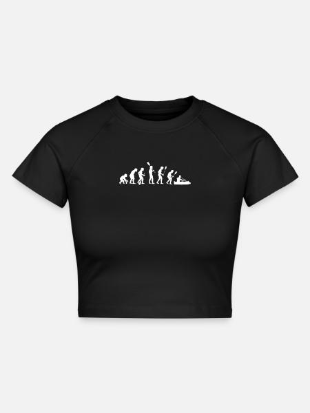 menschliche Evolution Kajak - Cropped Frauen Organic T-Shirt - Schwarz