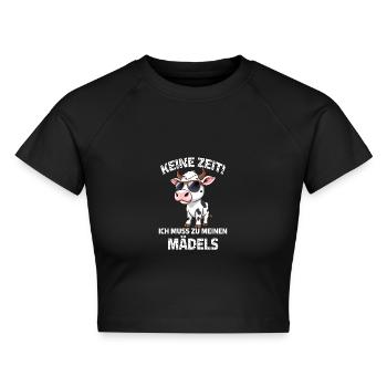 Kuh Bauern Sprüche Bauernhof Landwirtschaft Rind - Cropped Frauen Organic T-Shirt - Schwarz - Vorne - AI Model Female 172 light (172cm)
