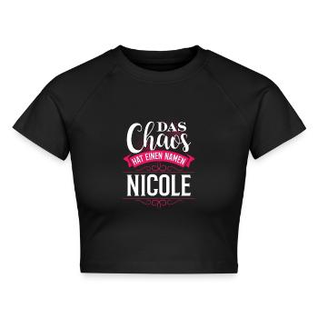 NICOLE - chaos - Cropped Frauen Organic T-Shirt - Schwarz - Vorne - AI Model Female 172 light (172cm)