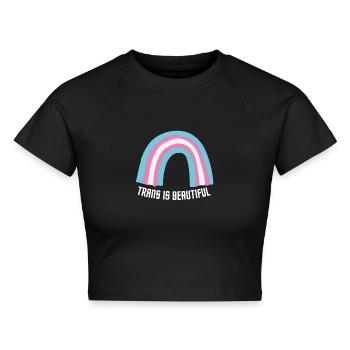 Trans ist wunderschön - Cropped Frauen Organic T-Shirt - Schwarz - Vorne - AI Model Female 172 light (172cm)