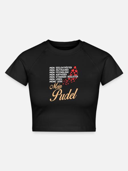 Pudel - Mein - Cropped Frauen Organic T-Shirt - Schwarz