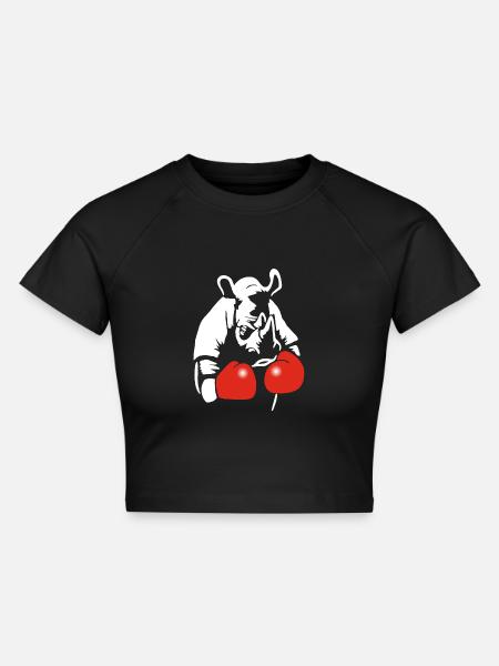 Box-Nashorn - Cropped Frauen Organic T-Shirt - Schwarz