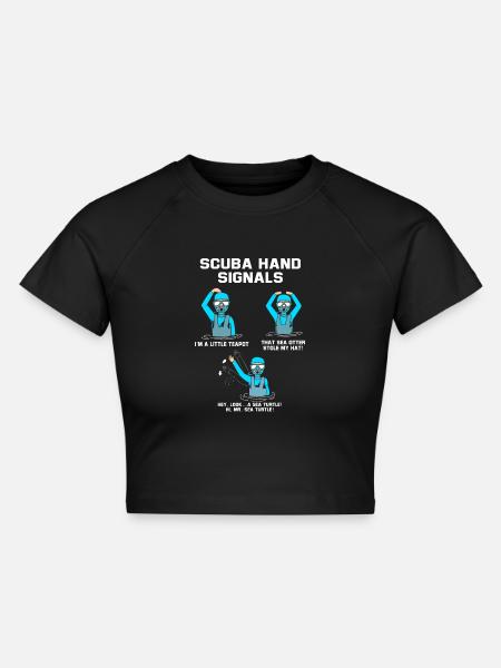 Taucher Handzeichen Scuba Diving - Cropped Frauen Organic T-Shirt - Schwarz