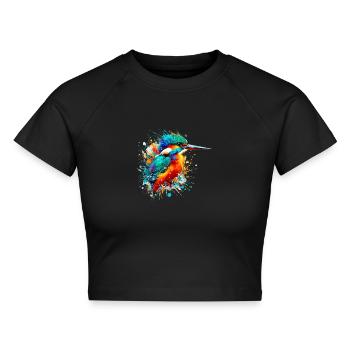 Eisvogel - Cropped Frauen Organic T-Shirt - Schwarz - Vorne - AI Model Female 172 light (172cm)