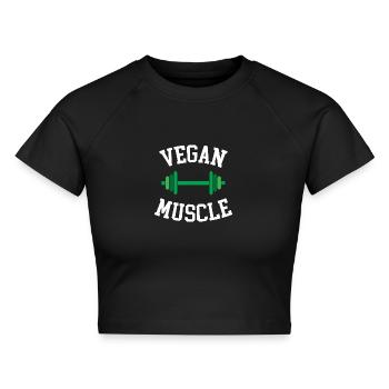 Vegane Muskeln - Cropped Frauen Organic T-Shirt - Schwarz - Vorne - AI Model Female 172 light (172cm)