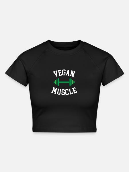 Vegane Muskeln - Cropped Frauen Organic T-Shirt - Schwarz