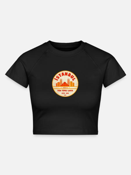 Istanbul Skyline Retro-Abzeichen - Cropped Frauen Organic T-Shirt - Schwarz