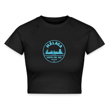 Málaga Küsten-Skyline Blau Logo - Cropped Frauen Organic T-Shirt - Schwarz - Vorne - AI Model Female 172 light (172cm)