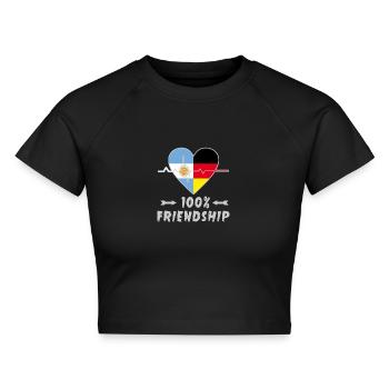 Argentinien und Deutschland 100% Freundschaft - Cropped Frauen Organic T-Shirt - Schwarz - Vorne - AI Model Female 172 light (172cm)