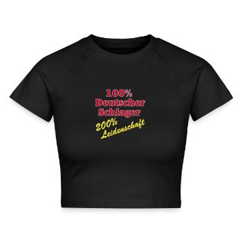 Schlager Party , Schlager Musik , Schlager 100% - Cropped Frauen Organic T-Shirt - Schwarz - Vorne - AI Model Female 172 light (172cm)