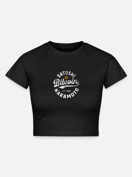 Bitcoin Satoshi Nakamoto - Cropped Frauen Organic T-Shirt - Schwarz