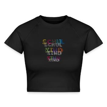 Erste Klasse 2025 - Cropped Frauen Organic T-Shirt - Schwarz - Vorne - AI Model Female 172 light (172cm)