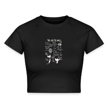 Weltübernahme – Schlauer Mäuse-Masterplan - Cropped Frauen Organic T-Shirt - Schwarz - Vorne - AI Model Female 172 light (172cm)