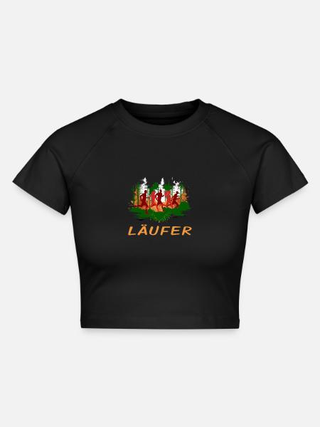 Läufer - Cropped Frauen Organic T-Shirt - Schwarz