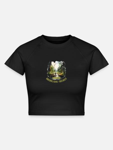 Unendliche Freiheit - Cropped Frauen Organic T-Shirt - Schwarz