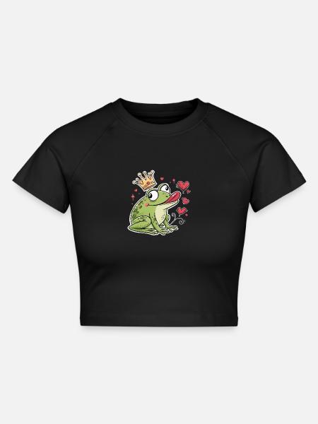 Froschkönig Karneval Fasching Konfetti - Cropped Frauen Organic T-Shirt - Schwarz